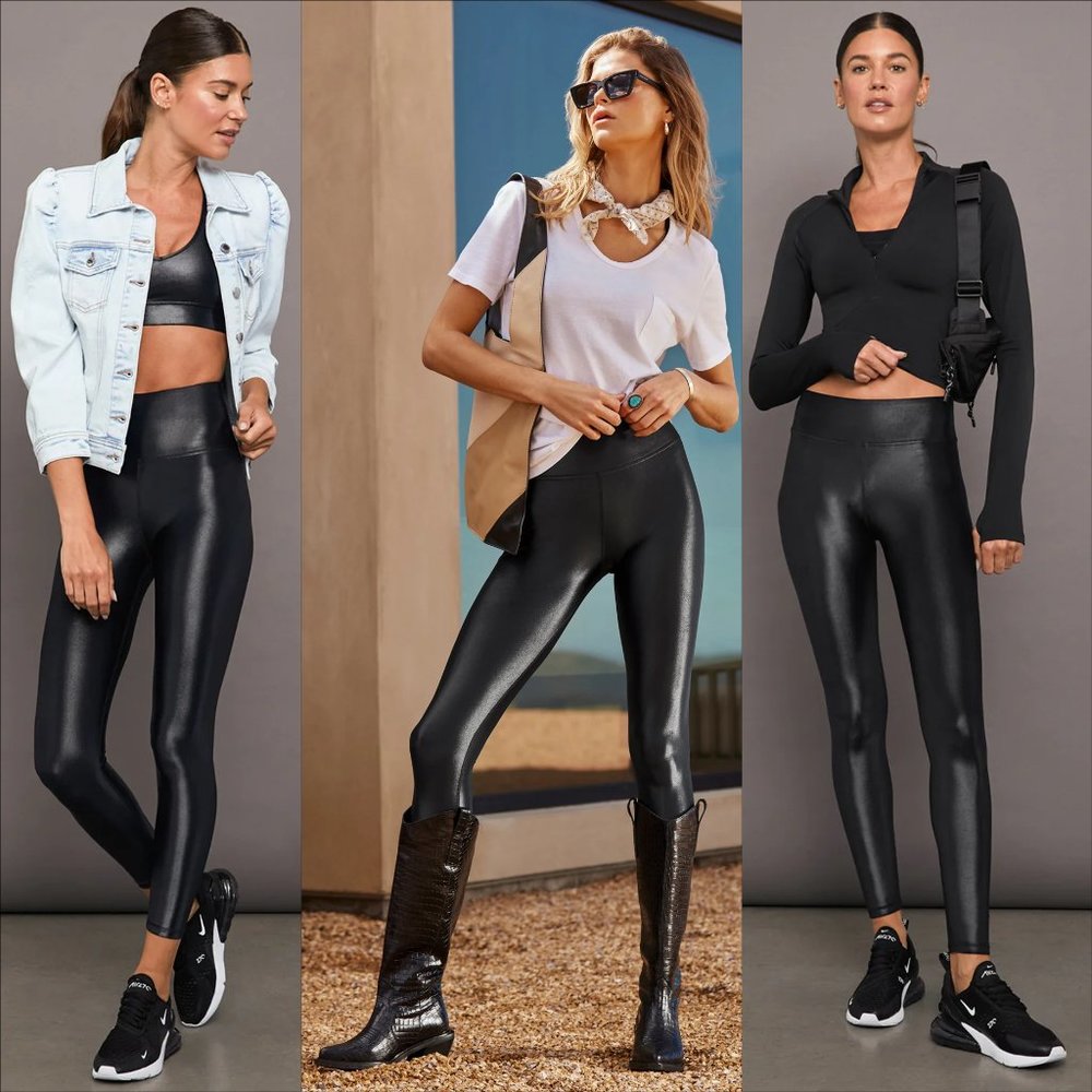 Carbon38 Takara Shine metallic shiny liquid look high rise 7/8 cropped legging